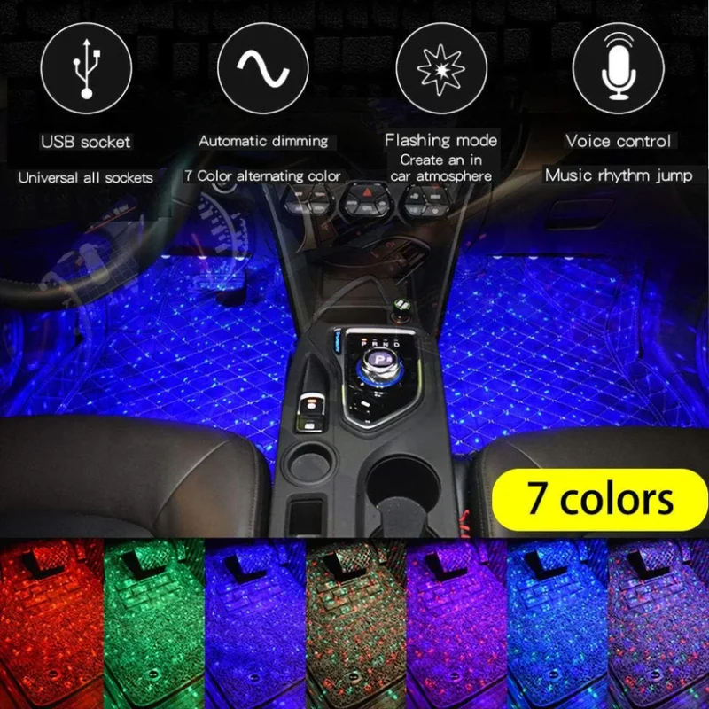 Car Interior Multi-color Atmosphere Lights In Pedal Area - Image 4