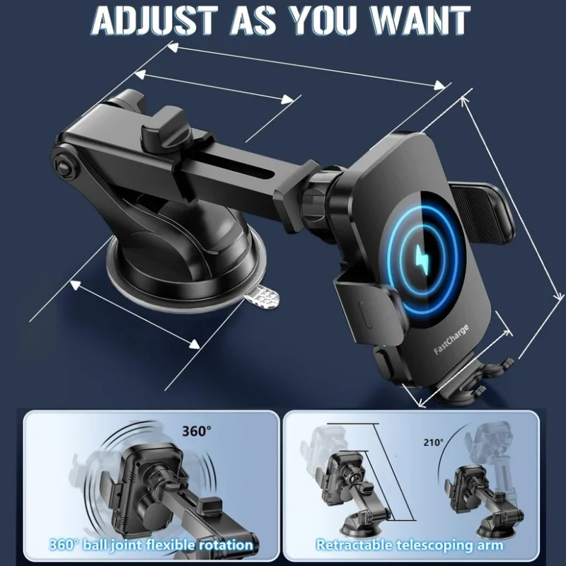 Fast Charging Phone Holder Sucking And Auto Clamping Phone Mount Car - Image 2