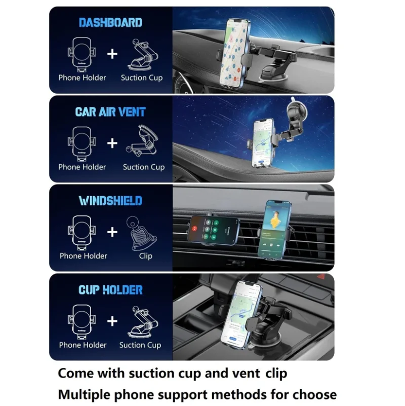 Fast Charging Phone Holder Sucking And Auto Clamping Phone Mount Car - Image 4