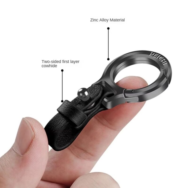 Portable Zinc Alloy Leather Keychain - Image 4